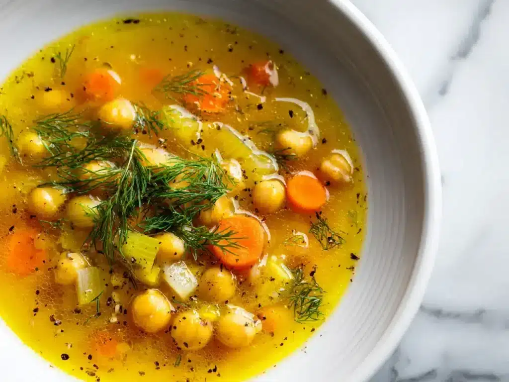 Easy Greek lemon chickpea soup