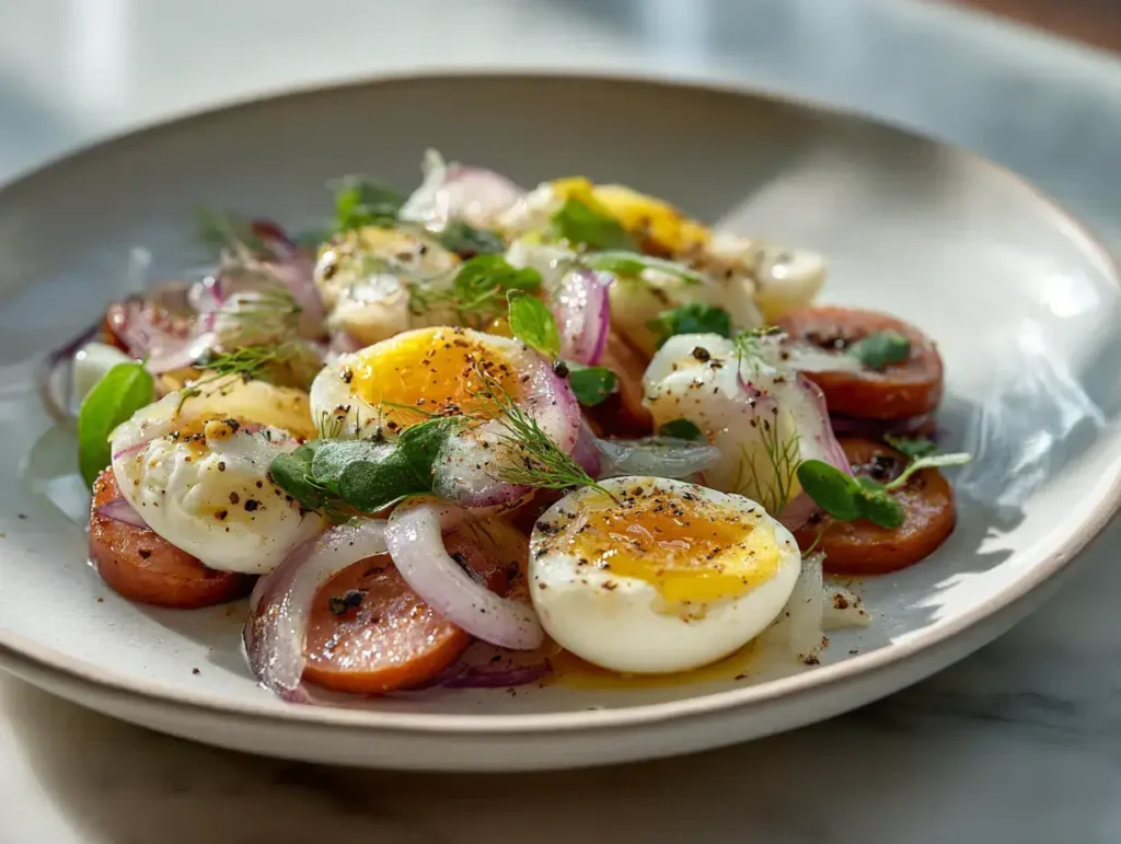 Easy Pickled Eggs, Sausage, and Onions
