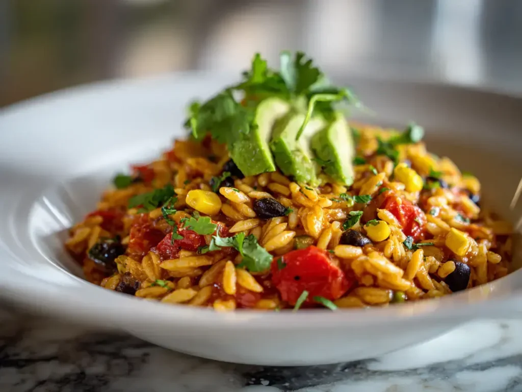 Easy Vegan Mexican Orzo Skillet