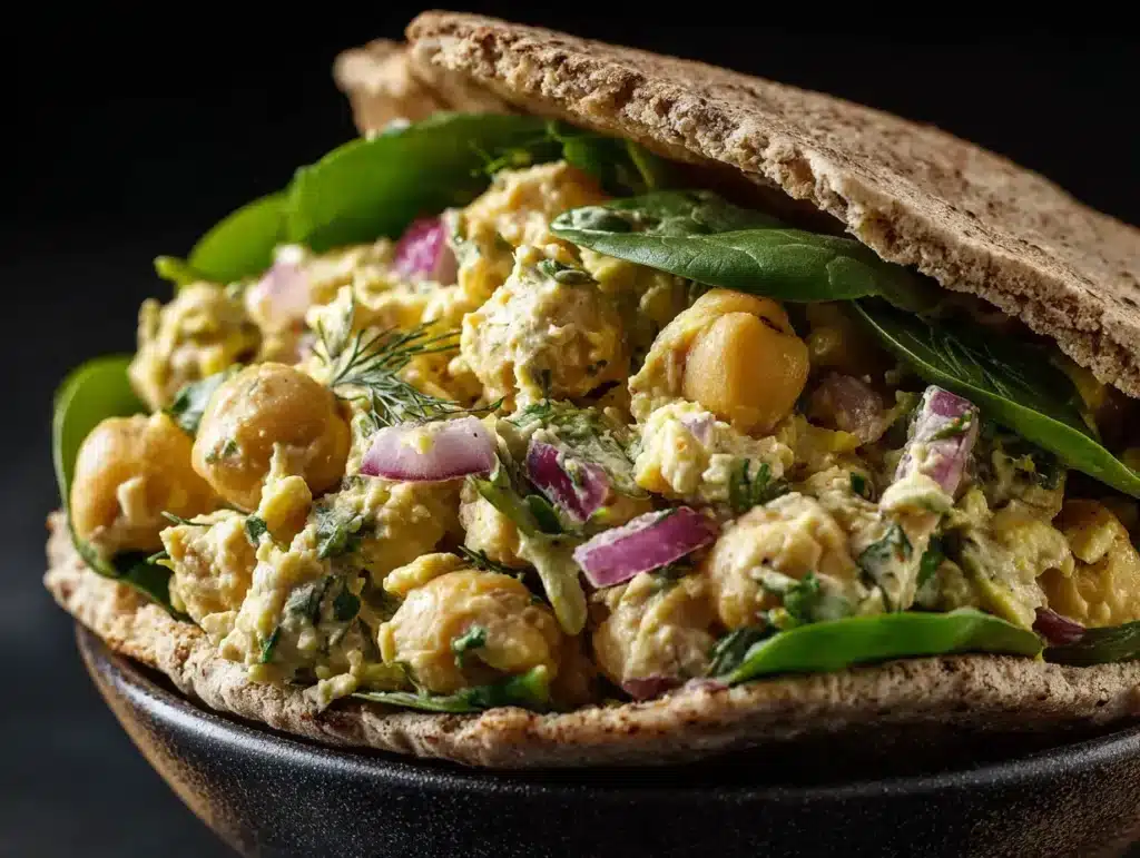 Easy vegan chickpea salad pitas